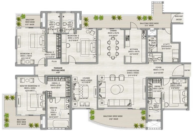 3 BHK Floor Plan